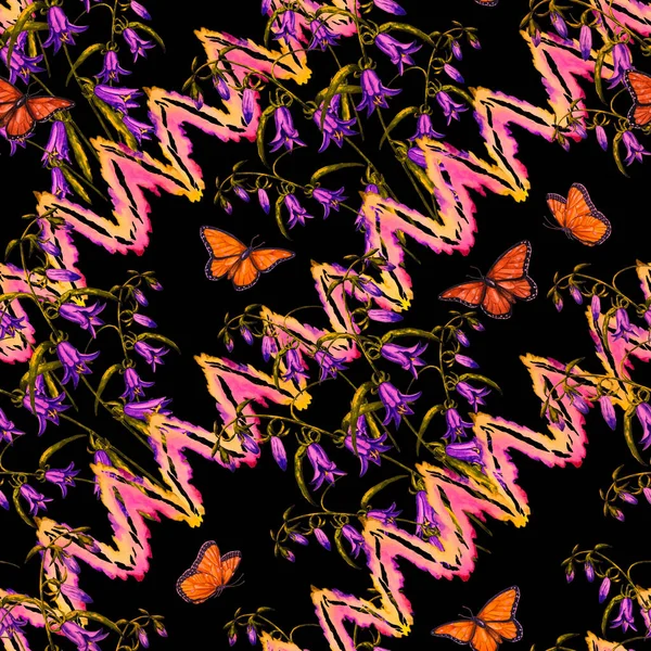 Patrón Decorativo Sin Costuras Con Mariposas Acuarela Color Naturaleza Fondo —  Fotos de Stock