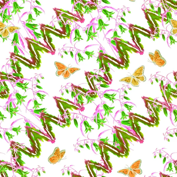 Decoratief Naadloos Patroon Met Aquarelvlinders Kleur Natuur Achtergrond Mooie Zomerse — Stockfoto