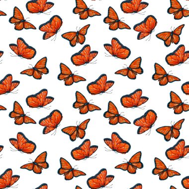 Suluboya kelebekleriyle dekoratif, pürüzsüz desen. Renk doğası. Güzel yaz baskısı.