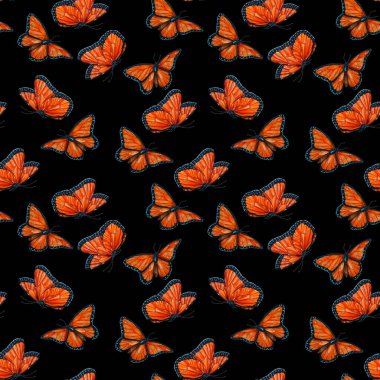 Suluboya kelebekleriyle dekoratif, pürüzsüz desen. Renk doğası. Güzel yaz baskısı.