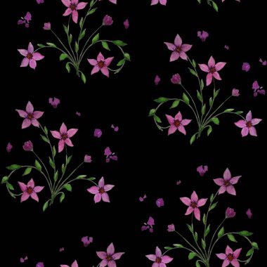 Süslü çiçekli, suluboya çiçekli, dikişsiz desen. Renkli doğa geçmişi. Herhangi bir tasarım için.