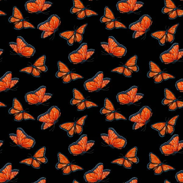Декоративный Узор Тюленей Акварельными Бабочками Цвет Фона Природы Летний Принт — стоковое фото