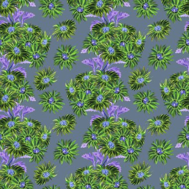 Suluboya desensiz wiyh chrysanthemum buketleri. Çiçekli yaz geçmişi. Eski baskı.