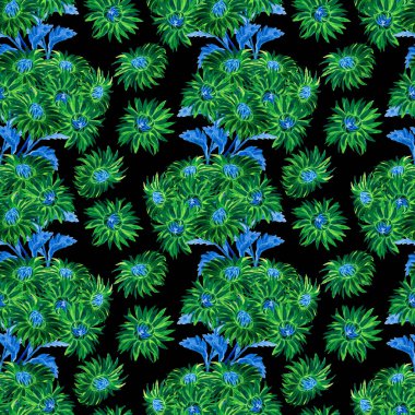 Suluboya desensiz wiyh chrysanthemum buketleri. Çiçekli yaz geçmişi. Eski baskı.