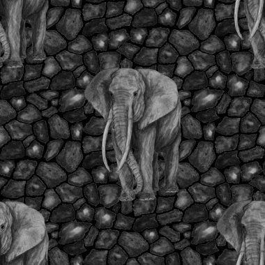 Hayvani bir geçmişi olan fillerle suluboya desenli. Modern tarzda sanat eserleri. Yaratıcı baskı.