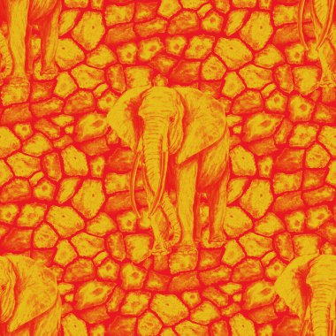 Hayvani bir geçmişi olan fillerle suluboya desenli. Modern tarzda sanat eserleri. Yaratıcı baskı.