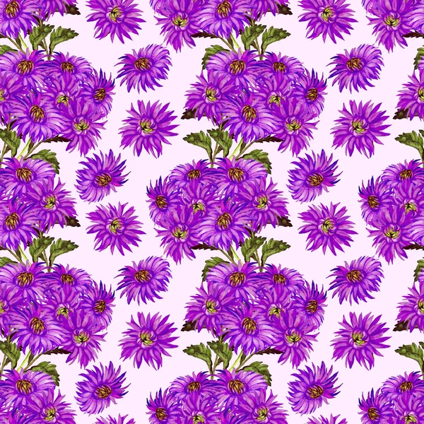 Aquarell Nahtlose Muster Mit Chrysanthemensträußen Floraler Sommer Hintergrund Vintage Print — Stockfoto