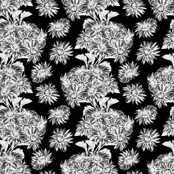 Patrón Sin Costuras Acuarela Con Ramos Crisantemo Fondo Floral Verano —  Fotos de Stock