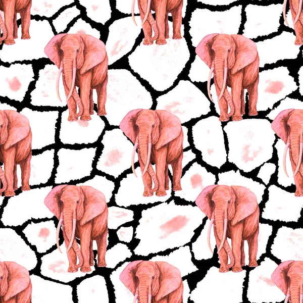 Hayvani bir geçmişi olan fillerle suluboya desenli. Modern tarzda sanat eserleri. Yaratıcı baskı.