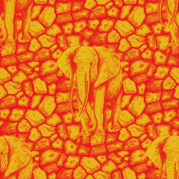 Hayvani bir geçmişi olan fillerle suluboya desenli. Modern tarzda sanat eserleri. Yaratıcı baskı.