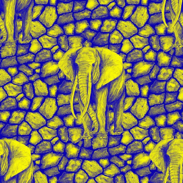 Hayvani bir geçmişi olan fillerle suluboya desenli. Modern tarzda sanat eserleri. Yaratıcı baskı.