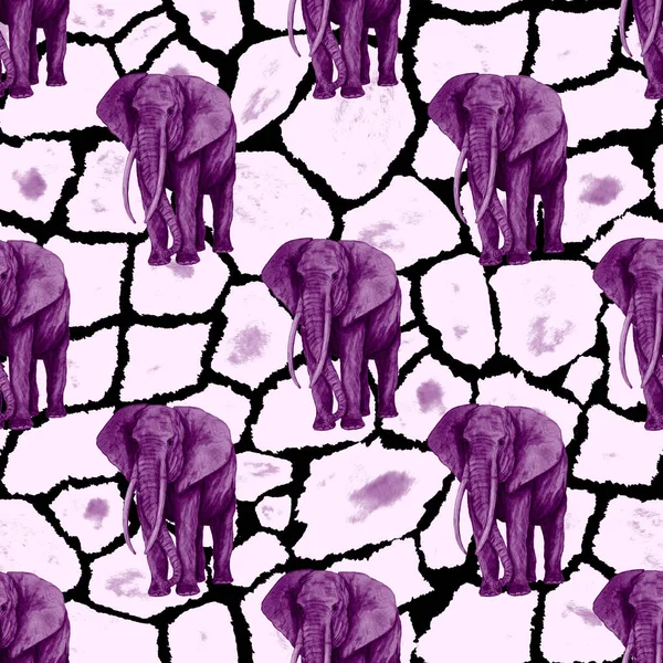 Hayvani bir geçmişi olan fillerle suluboya desenli. Modern tarzda sanat eserleri. Yaratıcı baskı.