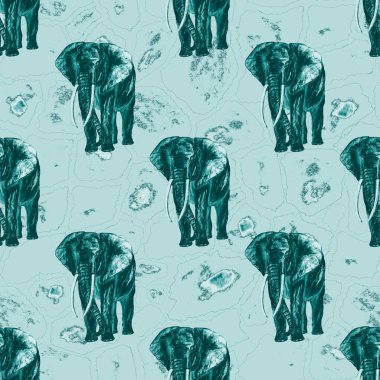 Hayvani bir geçmişi olan fillerle suluboya desenli. Modern tarzda sanat eserleri. Yaratıcı baskı.