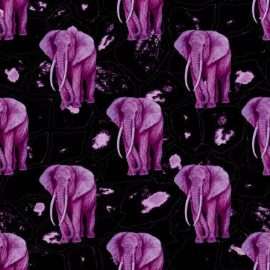 Hayvani bir geçmişi olan fillerle suluboya desenli. Modern tarzda sanat eserleri. Yaratıcı baskı.