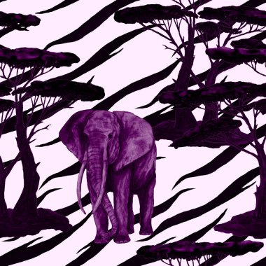 Hayvani bir geçmişi olan filli suluboya desenli. Modern tarzda sanat eserleri. Yaratıcı baskı.