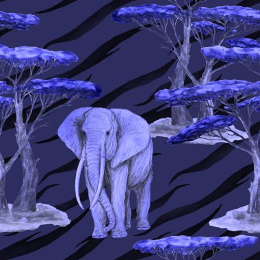 Hayvani bir geçmişi olan filli suluboya desenli. Modern tarzda sanat eserleri. Yaratıcı baskı.