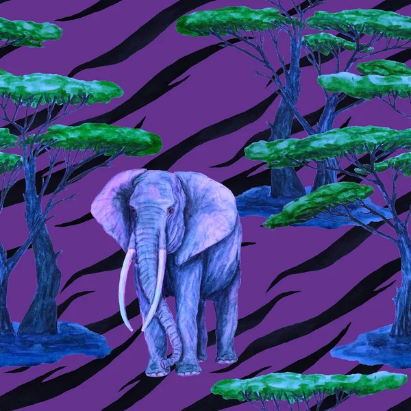 Hayvani bir geçmişi olan filli suluboya desenli. Modern tarzda sanat eserleri. Yaratıcı baskı.