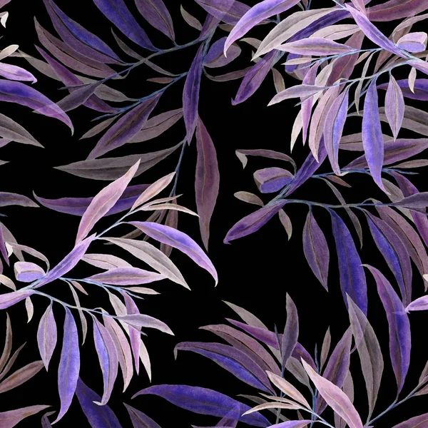 Aquarell Nahtloses Muster Mit Weidenblättern Schöner Kunstdruck Textur Hintergrund — Stockfoto