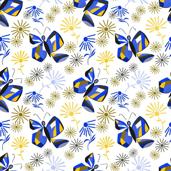 Dekorativa Sömlösa Mönster Med Abstrakta Fjärilar Vackert Sommartryck Färgstarkt Kreativt — Stockfoto
