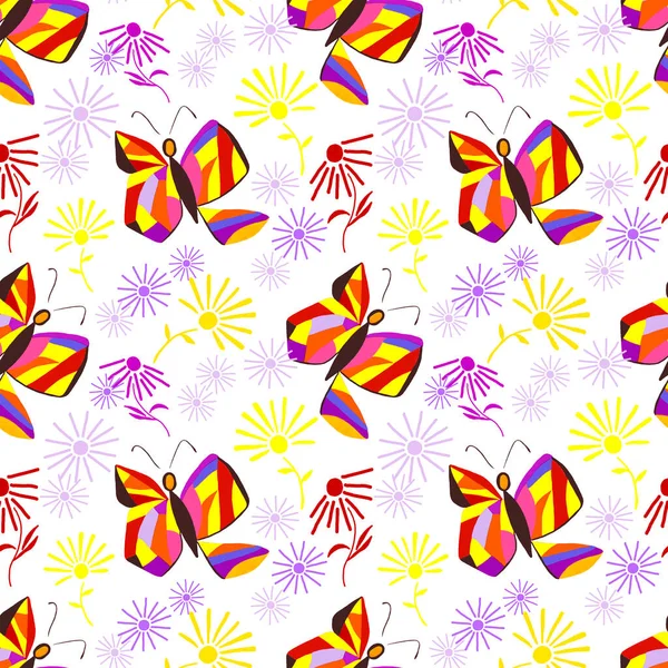Koristeellinen Saumaton Kuvio Abstrakteja Perhosia Kaunis Kesäpainos Värikäs Luova Kuvio — kuvapankkivalokuva