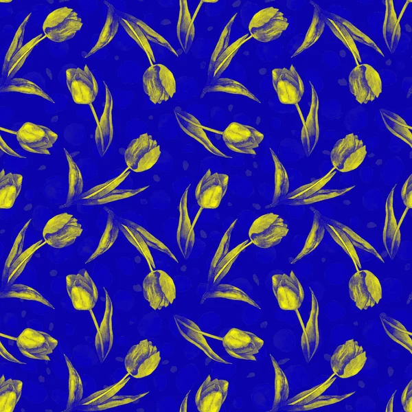 Aquarel Naadloos Patroon Met Tulp Bloemen Dierlijke Achtergrond Prachtige Creatieve — Stockfoto