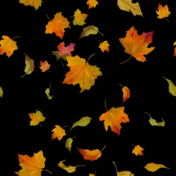 Υδατογραφία Αδιάλειπτη Μοτίβο Φθινοπωρινά Φύλλα Vintage Φυσικό Υπόβαθρο Όμορφη Φθινοπωρινή — Φωτογραφία Αρχείου