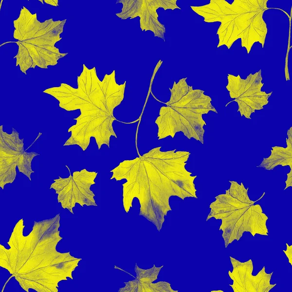 Padrão Sem Costura Aquarela Com Folhas Caindo Maple Bela Ilustração — Fotografia de Stock