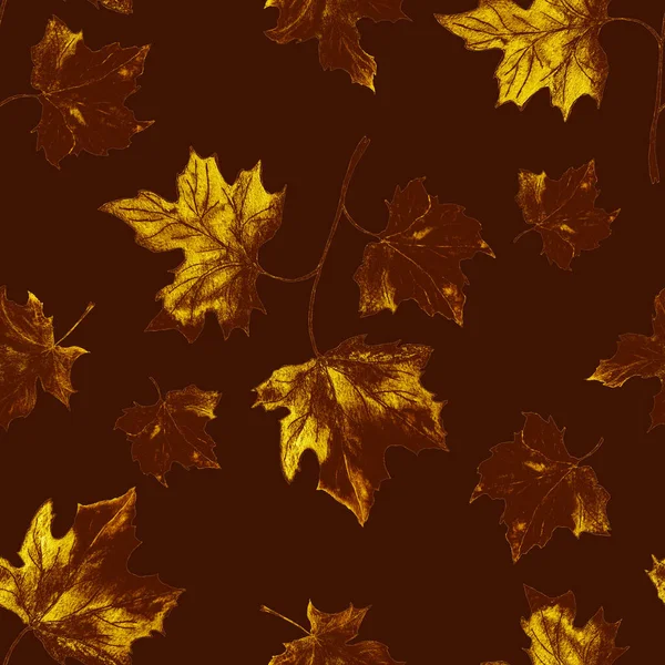 Wzór Bezszwowy Akwarela Opadającymi Liśćmi Klon Piękna Jesienna Ilustracja Naturalny — Zdjęcie stockowe
