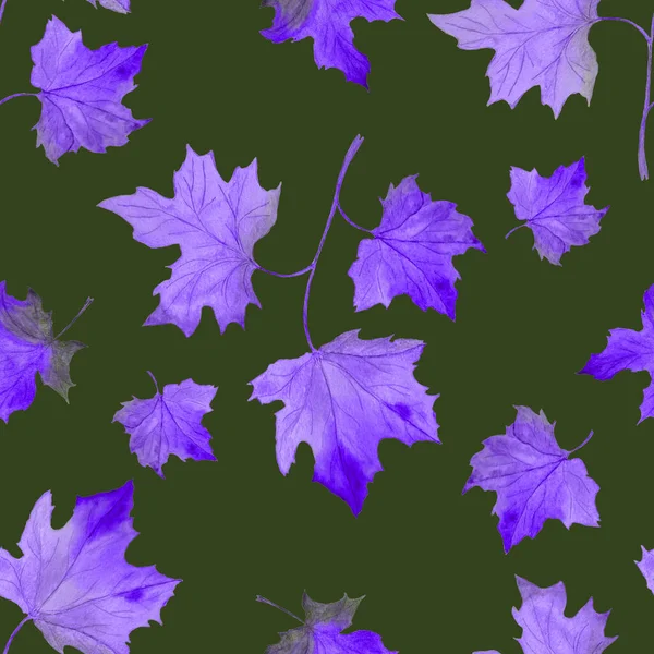 Wzór Bezszwowy Akwarela Opadającymi Liśćmi Klon Piękna Jesienna Ilustracja Naturalny — Zdjęcie stockowe