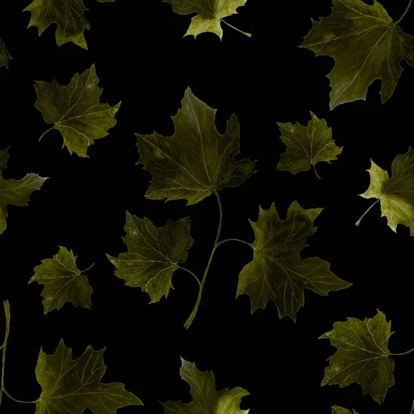 Padrão Sem Costura Aquarela Com Folhas Caindo Maple Bela Ilustração — Fotografia de Stock