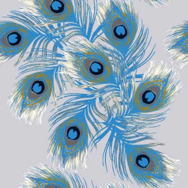 Güzel tavus kuşu tüyleriyle dekoratif, pürüzsüz desen. Moda dokusu. El boya kalemleriyle çizilmiş..