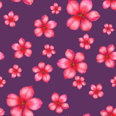 Şekillendirilmiş çiçekli, kusursuz bir desen. Botanik yaz baskısı. Renkli kalemlerle çizilmiş bir el..