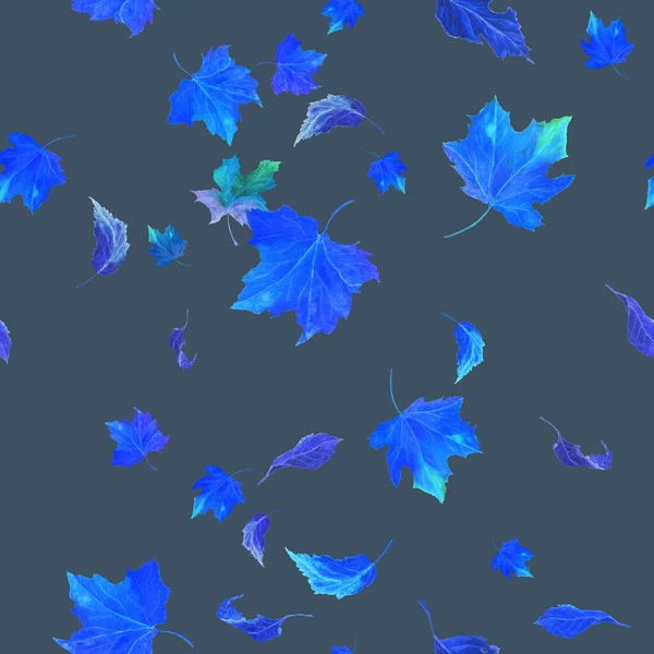 秋天落叶的水彩斑斓的无缝图案 手绘叶图 — 图库照片