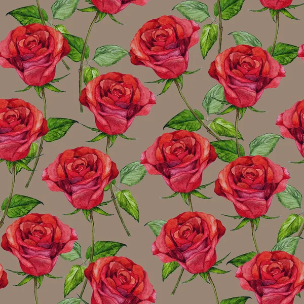 Акварельний Квітковий Безшовний Візерунок Красивими Трояндами Квітковий Принт Ботанічної Троянди — стокове фото