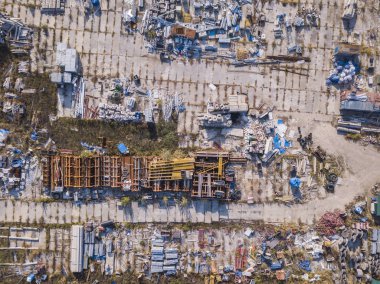 Aerial top down view of a garbage.