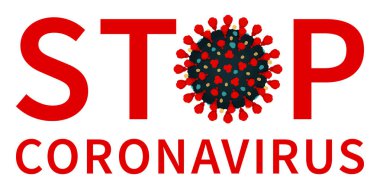 Beyaz arkaplanda kırmızı koronavirüs uyarısı