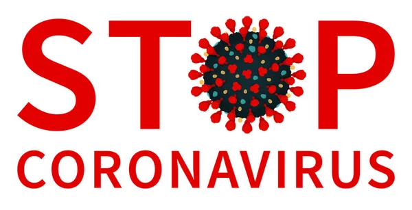 Rot stoppen Coronavirus Warnung auf weißem Hintergrund — Stockvektor