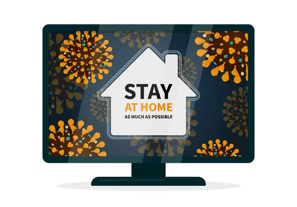 Hashtag stayhome. TV alert because of coronavirus — Stock Vector