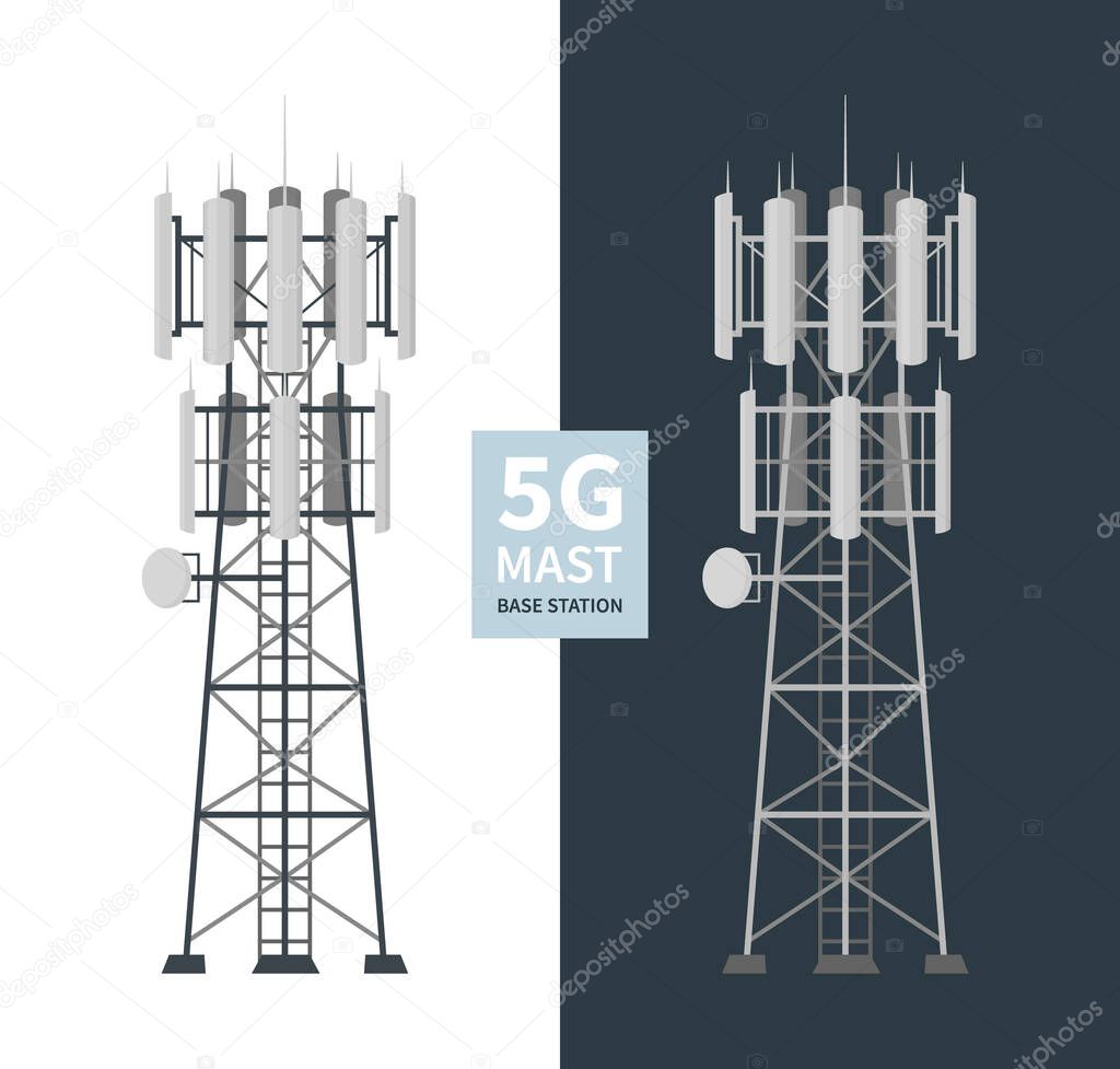 5G network mast base stations isolated set