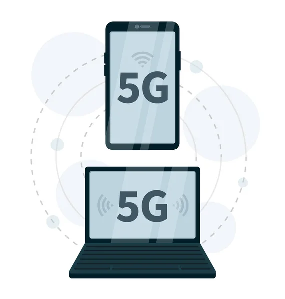 5G πρότυπο δίκτυο για smartphone και notebook. — Διανυσματικό Αρχείο