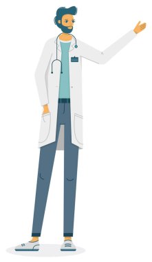 Beyaz arka planda izole edilmiş erkek doktor.