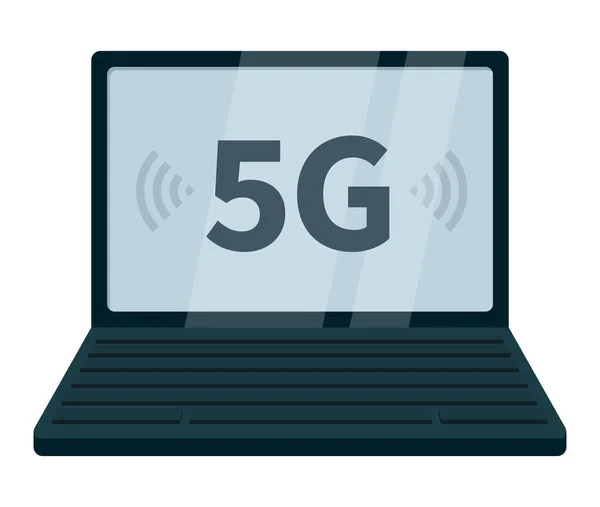 Standar jaringan 5g generasi kelima bagi laptop. - Stok Vektor