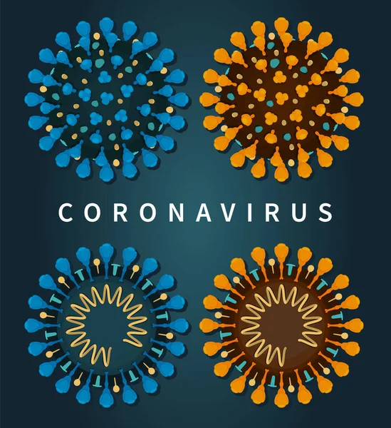 Nahaufnahme von Coronavirus COVID-19 isolierten Set — Stockvektor