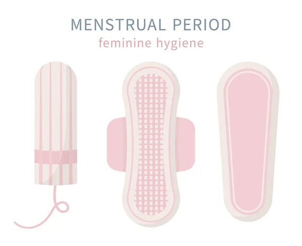 Geïsoleerde set tampons, maandverband, voeringen — Stockvector