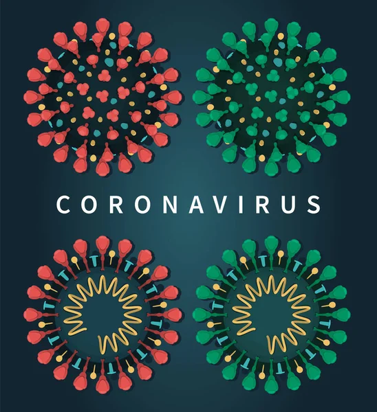 Nahaufnahme von Coronavirus COVID-19 isolierten Set — Stockvektor