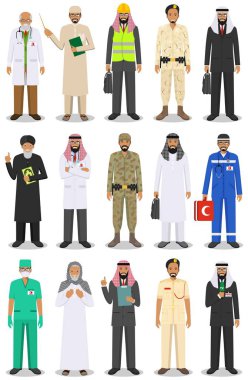 Farklı insanlar meslekler işgal karakter adam beyaz arka plan üzerinde izole düz stil ayarlayın. Infographic, siteleri, afiş, sosyal ağlar için şablonlar. Vektör çizim.