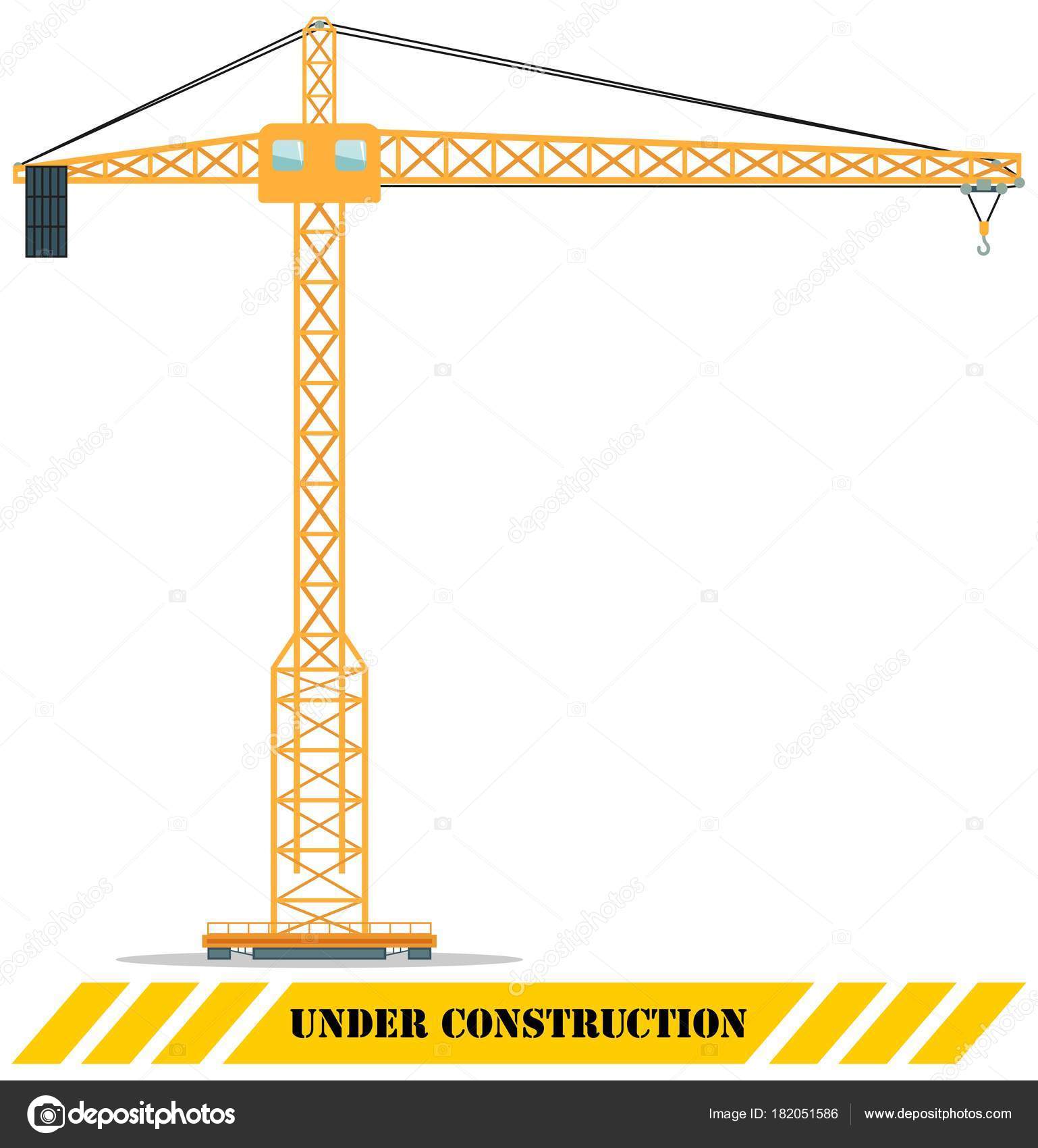 building tower crane heavy construction machines vector