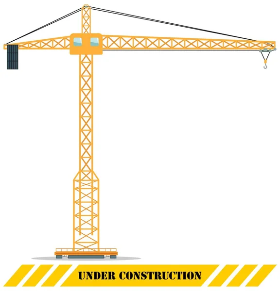 Construyendo grúa torre. Máquinas de construcción pesada. Ilustración vectorial — Vector de stock