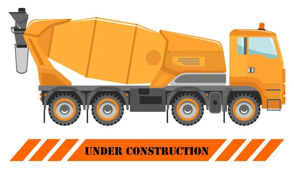 コンクリート ミキサー。建設重機のマシン。重い装置および機械。建築技術。ベクトル図. — ストックベクタ