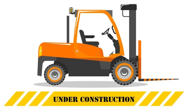 Forklift. Ağır inşaat makine. İnşaat makineleri. Yangın önleyici donatım. Vektör çizim. — Stok Vektör